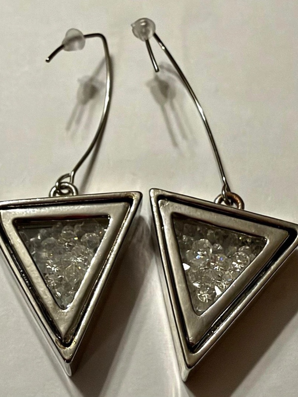 Silver Geometric Dangle Earrings Like New